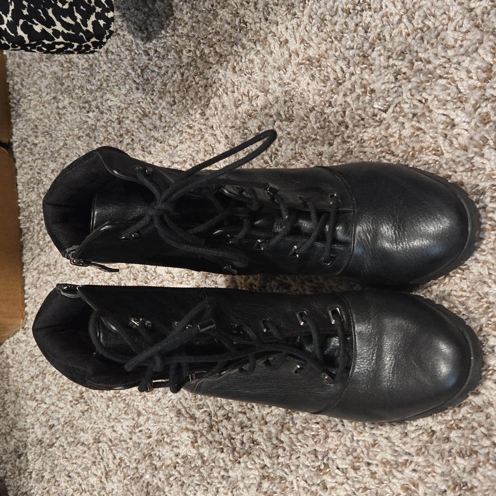 Black Lace-Up Ankle Boots